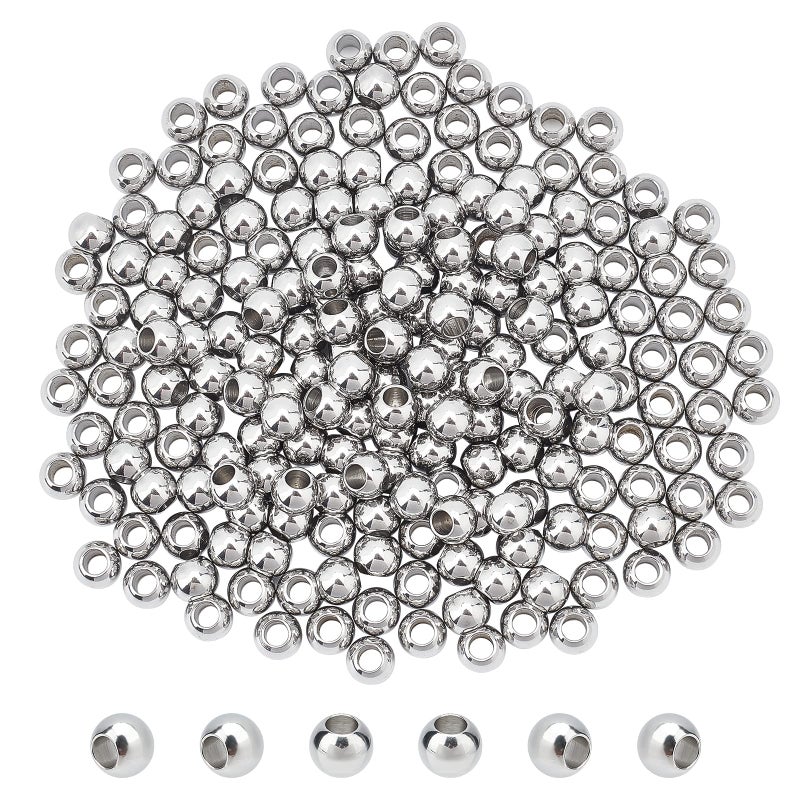 NBEADS 500 pcs 8mm Stainless Steel Large Hole Beads Rondelle 304 Stainless Steel European Beads for Jewelry Making, Hole: 4~4.5mm - Image 1